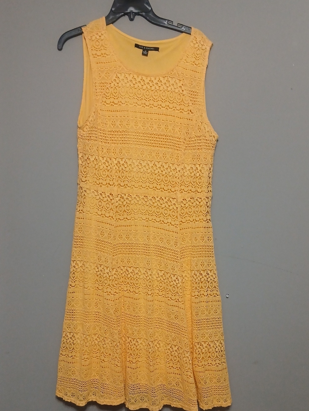 Zac & Rachel Yellow Lace Sleeveless A-Line Dress